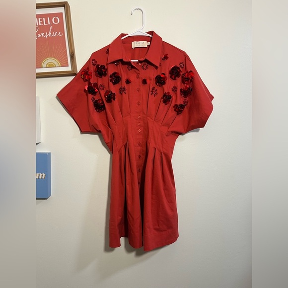 The Tobie Button-Front Pleated Shirt Dress by Exquise: Sequin Mini Edition - Picture 7 of 11